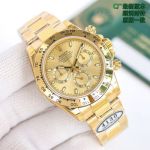 Clean Factory Rolex Daytona 4130 Gold Face Watch